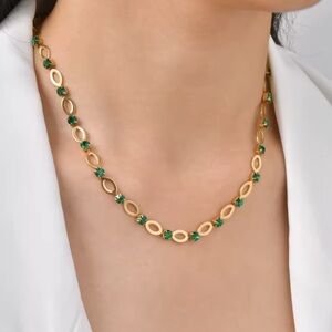 Elegant 18k Gold filled Lab Emerald Necklace